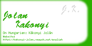 jolan kakonyi business card