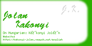 jolan kakonyi business card